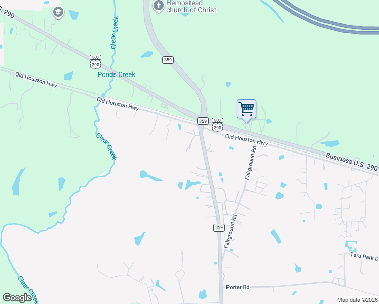 map of restaurants, bars, coffee shops, grocery stores, and more near 22177 Farm to Market 359 in Hempstead