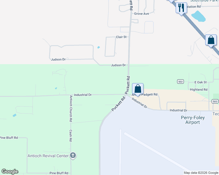 map of restaurants, bars, coffee shops, grocery stores, and more near 702-704 Industrial Drive in Perry