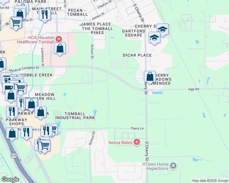 map of restaurants, bars, coffee shops, grocery stores, and more near 13463 Medical Complex Drive in Tomball