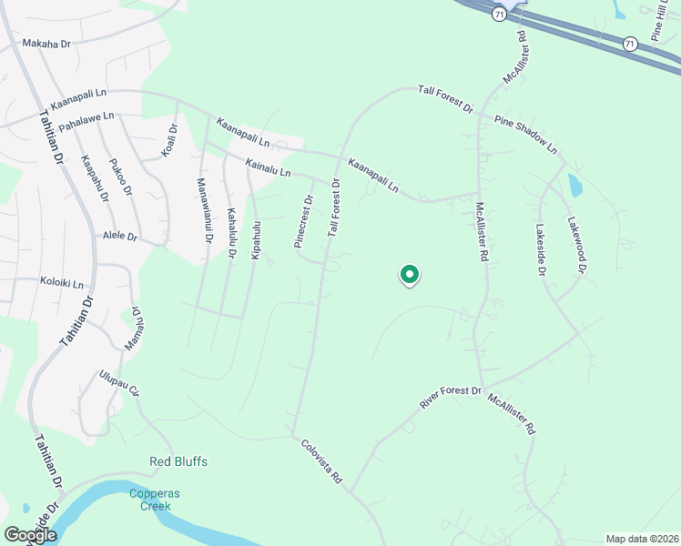 map of restaurants, bars, coffee shops, grocery stores, and more near 281 Tall Forest Drive in Bastrop