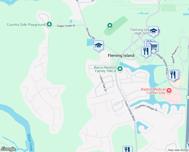 map of restaurants, bars, coffee shops, grocery stores, and more near 1558 Roseberry Court in Fleming Island
