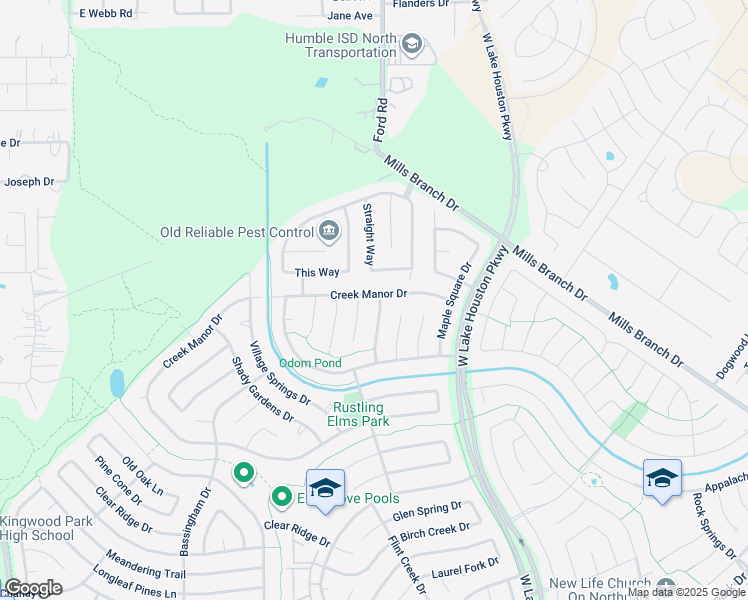 map of restaurants, bars, coffee shops, grocery stores, and more near 5447 Haven Oaks Drive in Humble