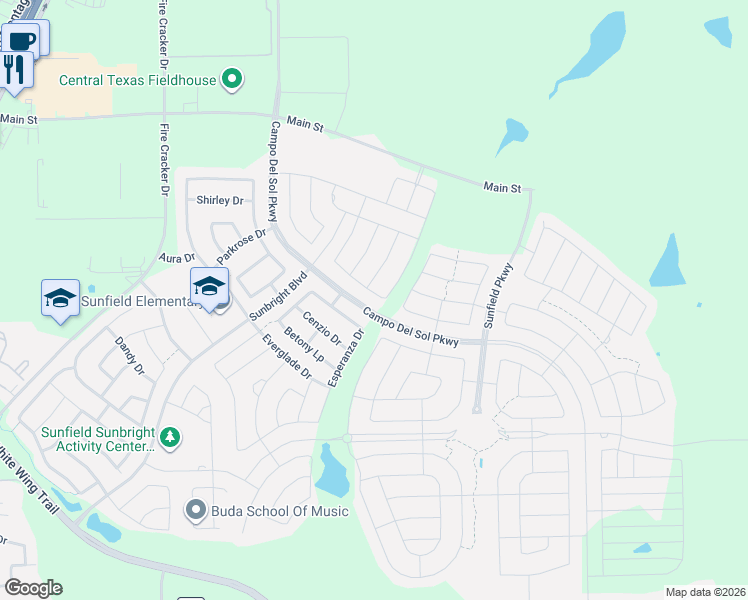 map of restaurants, bars, coffee shops, grocery stores, and more near 231 Boxwood Drive in Mustang Ridge