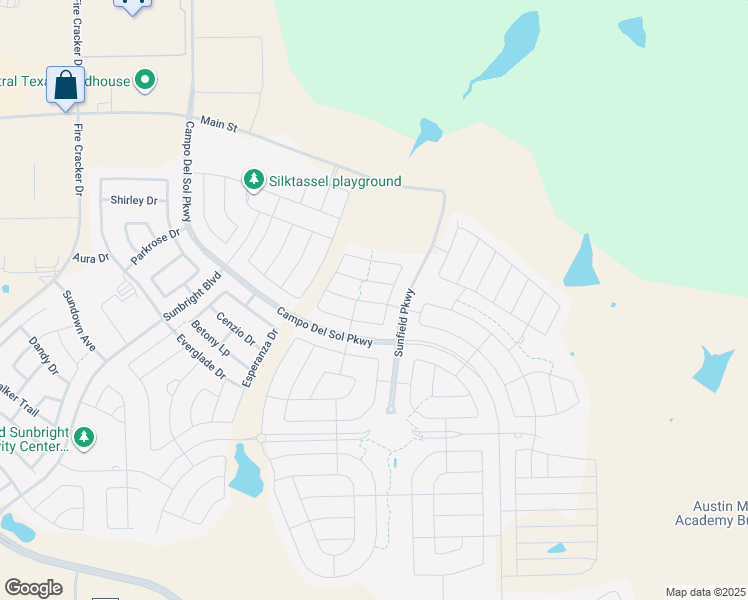 map of restaurants, bars, coffee shops, grocery stores, and more near 136 Big Leaf Drive in Buda