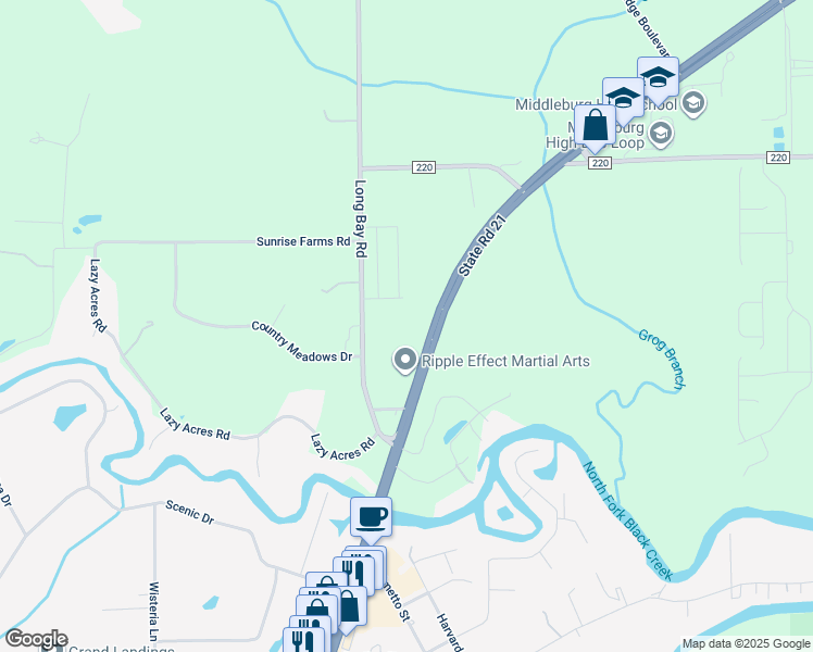 map of restaurants, bars, coffee shops, grocery stores, and more near 2334 Blanding Boulevard in Middleburg