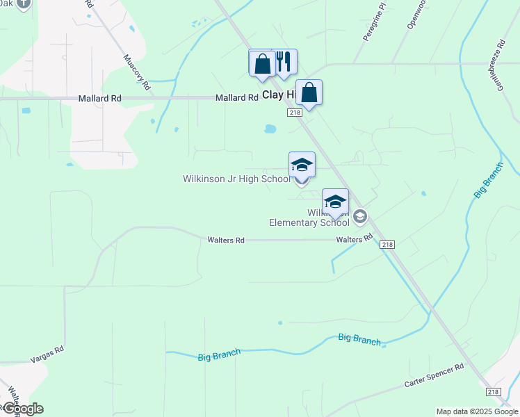 map of restaurants, bars, coffee shops, grocery stores, and more near 5025 County Road 218 in Middleburg
