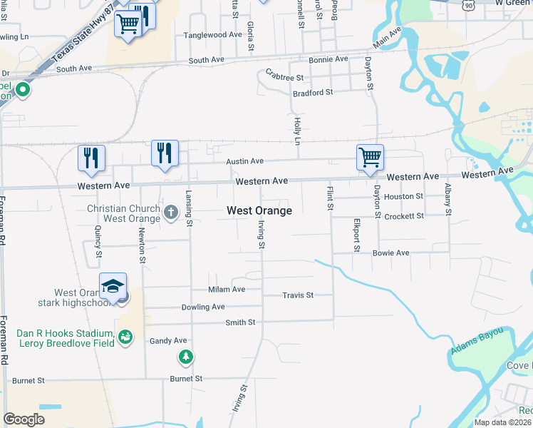 map of restaurants, bars, coffee shops, grocery stores, and more near 823 Irving Street in West Orange