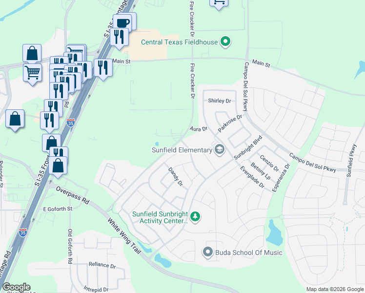 map of restaurants, bars, coffee shops, grocery stores, and more near in Hays County