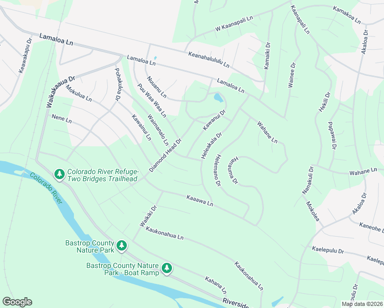 map of restaurants, bars, coffee shops, grocery stores, and more near 127 Diamond Head Drive in Bastrop