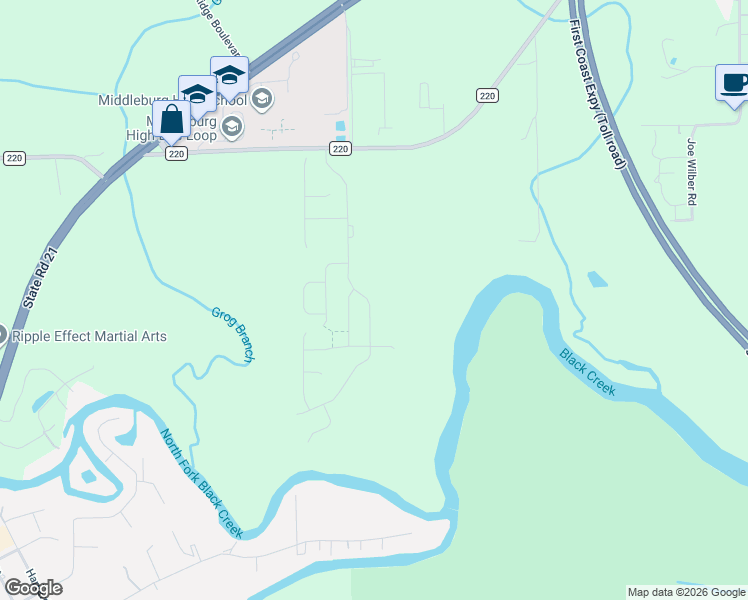 map of restaurants, bars, coffee shops, grocery stores, and more near 3579 County Road 220 in Middleburg