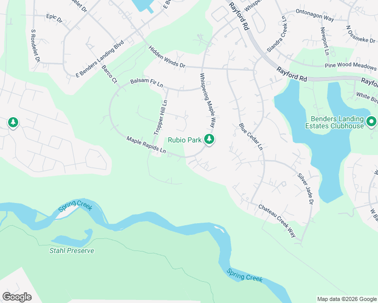 map of restaurants, bars, coffee shops, grocery stores, and more near 27303 Whispering Maple Way in Spring