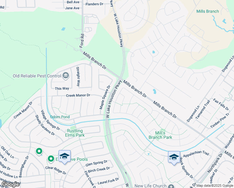 map of restaurants, bars, coffee shops, grocery stores, and more near 3206 Kings Mountain Drive in Houston