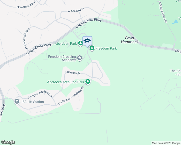 map of restaurants, bars, coffee shops, grocery stores, and more near 1167 Shetland Drive in Saint Johns