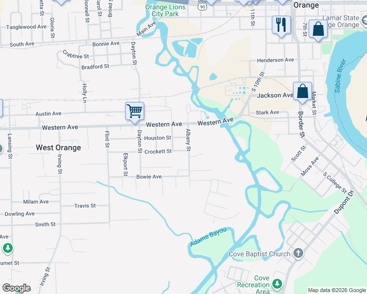 map of restaurants, bars, coffee shops, grocery stores, and more near 1700 Crockett Street in West Orange