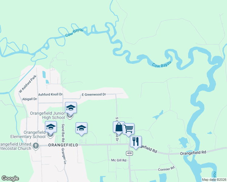 map of restaurants, bars, coffee shops, grocery stores, and more near 10040 East Greenwood Drive in Orange