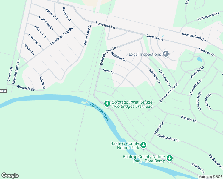 map of restaurants, bars, coffee shops, grocery stores, and more near 115 Kikipua in Bastrop