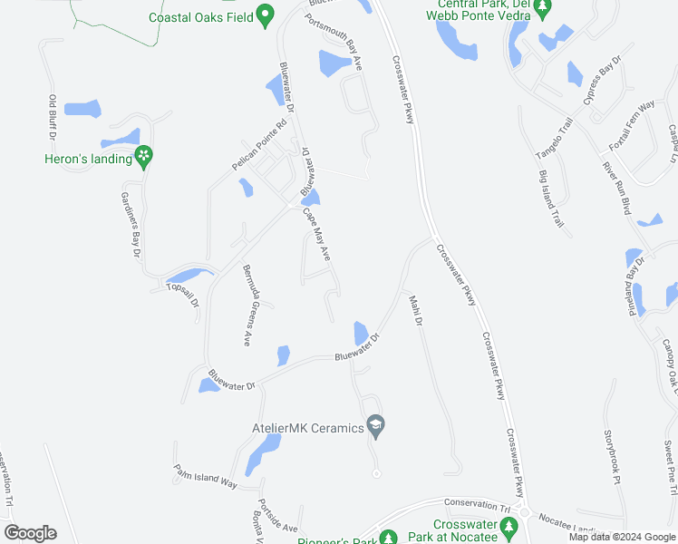 map of restaurants, bars, coffee shops, grocery stores, and more near 429 Cape May Avenue in Ponte Vedra Beach