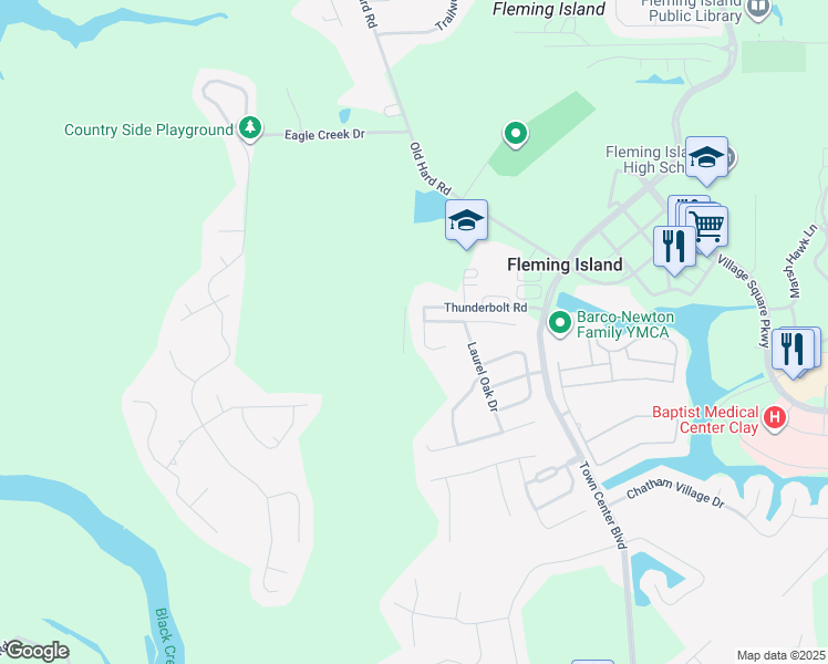 map of restaurants, bars, coffee shops, grocery stores, and more near 1518 Roseberry Court in Fleming Island
