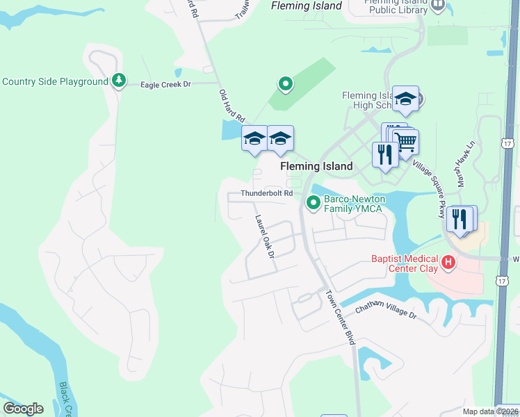 map of restaurants, bars, coffee shops, grocery stores, and more near 1425 Laurel Oak Drive in Orange Park