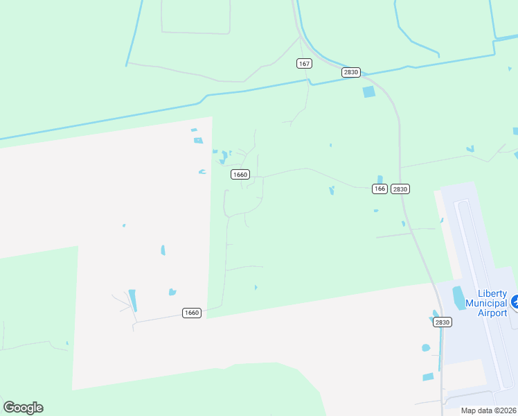 map of restaurants, bars, coffee shops, grocery stores, and more near 157 County Road 1660 in Liberty