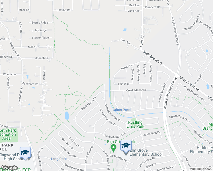 map of restaurants, bars, coffee shops, grocery stores, and more near 5514 Village Springs Dr in Humble