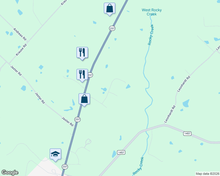 map of restaurants, bars, coffee shops, grocery stores, and more near 1337 Texas 237 in Round Top