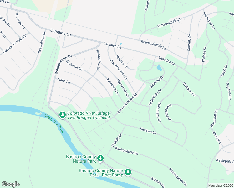map of restaurants, bars, coffee shops, grocery stores, and more near 151 Kawainui Lane in Bastrop