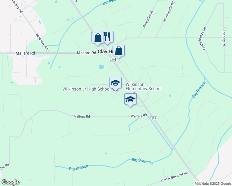 map of restaurants, bars, coffee shops, grocery stores, and more near 5025 County Road 218 in Middleburg