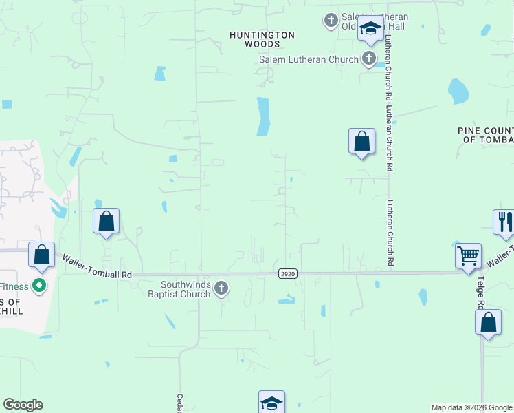map of restaurants, bars, coffee shops, grocery stores, and more near 22035 Buescher Rd in Tomball