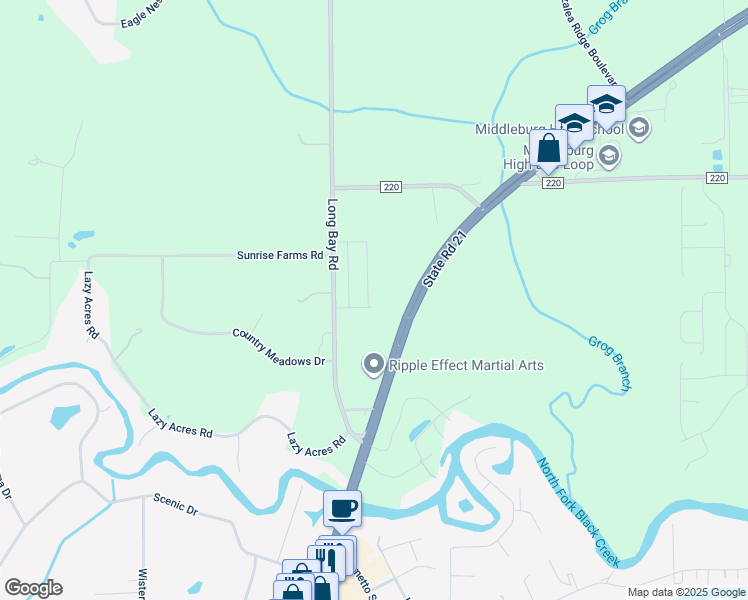 map of restaurants, bars, coffee shops, grocery stores, and more near 2334 Blanding Boulevard in Middleburg