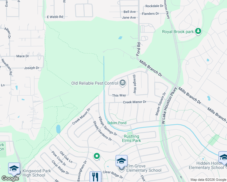 map of restaurants, bars, coffee shops, grocery stores, and more near 3114 Same Way in Houston