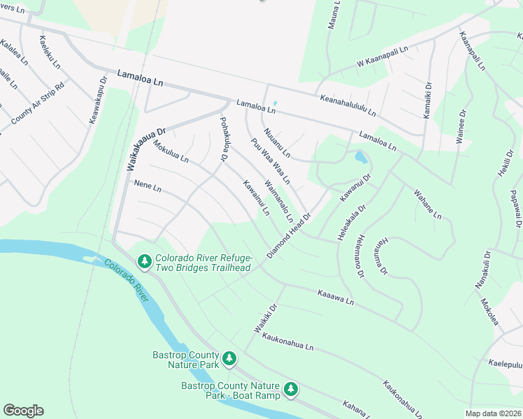 map of restaurants, bars, coffee shops, grocery stores, and more near 149 Waimanalo Lane in Bastrop