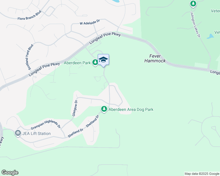 map of restaurants, bars, coffee shops, grocery stores, and more near 1295 Shetland Drive in Saint Johns