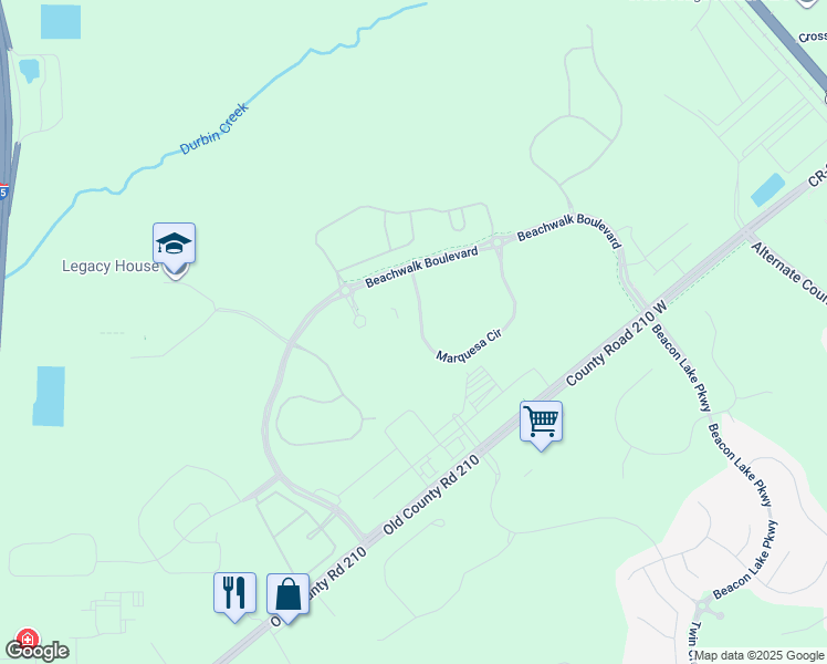 map of restaurants, bars, coffee shops, grocery stores, and more near Marquesa Circle in Saint Johns