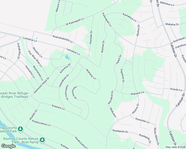 map of restaurants, bars, coffee shops, grocery stores, and more near 266 Wahane Lane in Bastrop