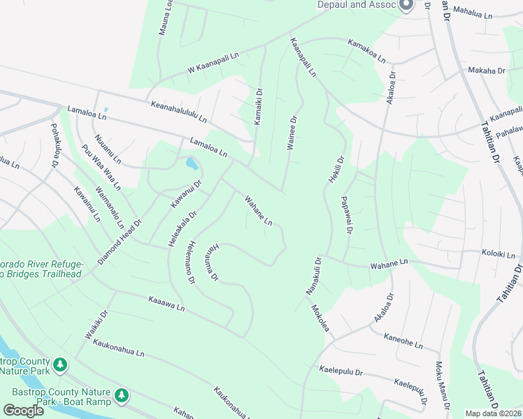 map of restaurants, bars, coffee shops, grocery stores, and more near 266 Wahane Lane in Bastrop