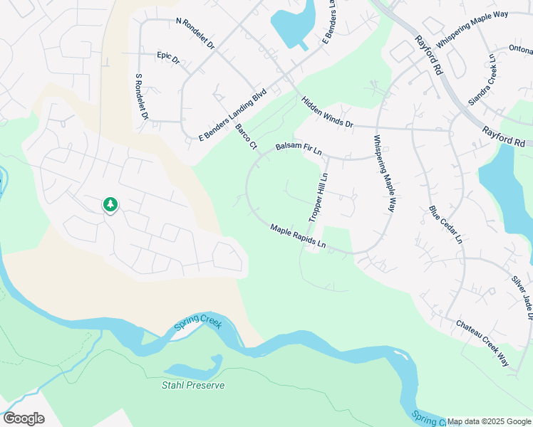 map of restaurants, bars, coffee shops, grocery stores, and more near 4111 Maple Rapids Lane in Spring