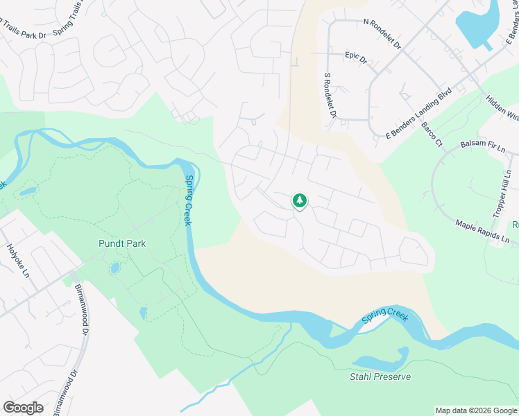 map of restaurants, bars, coffee shops, grocery stores, and more near 4406 Field Tree Drive in The Woodlands