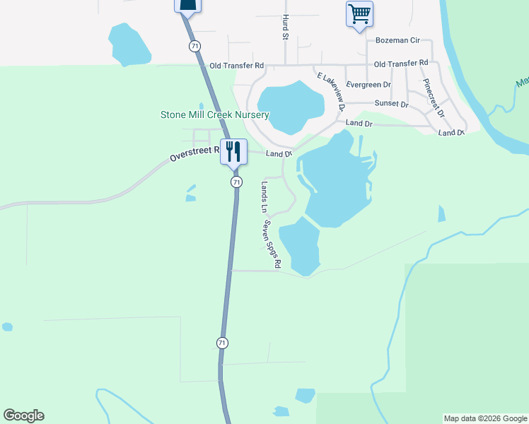 map of restaurants, bars, coffee shops, grocery stores, and more near 787-795 Bodie Lister Road in Wewahitchka