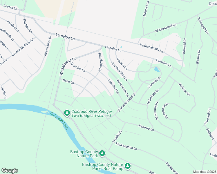 map of restaurants, bars, coffee shops, grocery stores, and more near 182 Mokulua in Bastrop