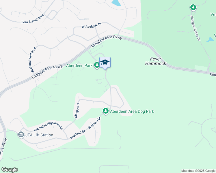 map of restaurants, bars, coffee shops, grocery stores, and more near 1295 Shetland Drive in Saint Johns