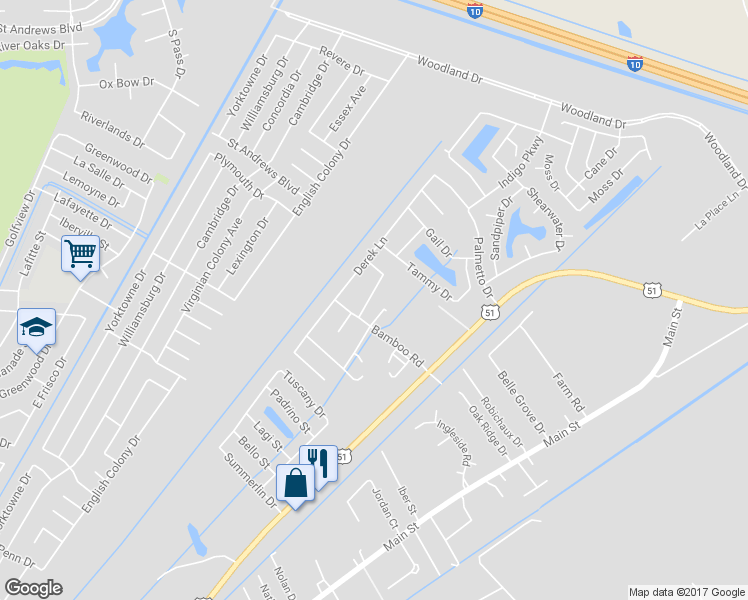 map of restaurants, bars, coffee shops, grocery stores, and more near 10 Grigio Loop in LaPlace