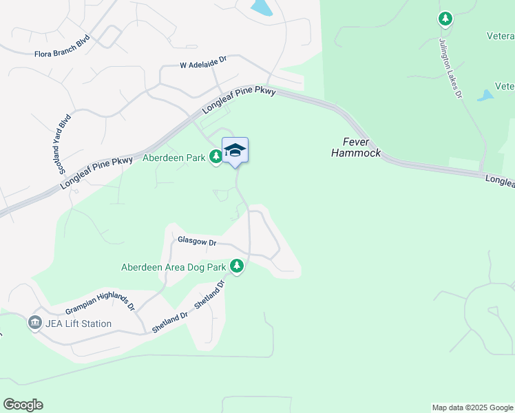 map of restaurants, bars, coffee shops, grocery stores, and more near 15 Codona Glen Drive in Saint Johns
