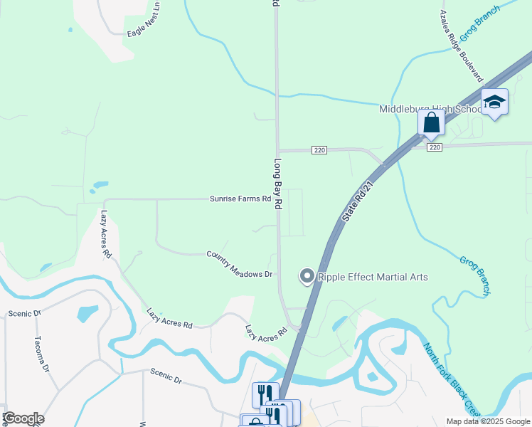 map of restaurants, bars, coffee shops, grocery stores, and more near 1854 Long Bay Road in Middleburg