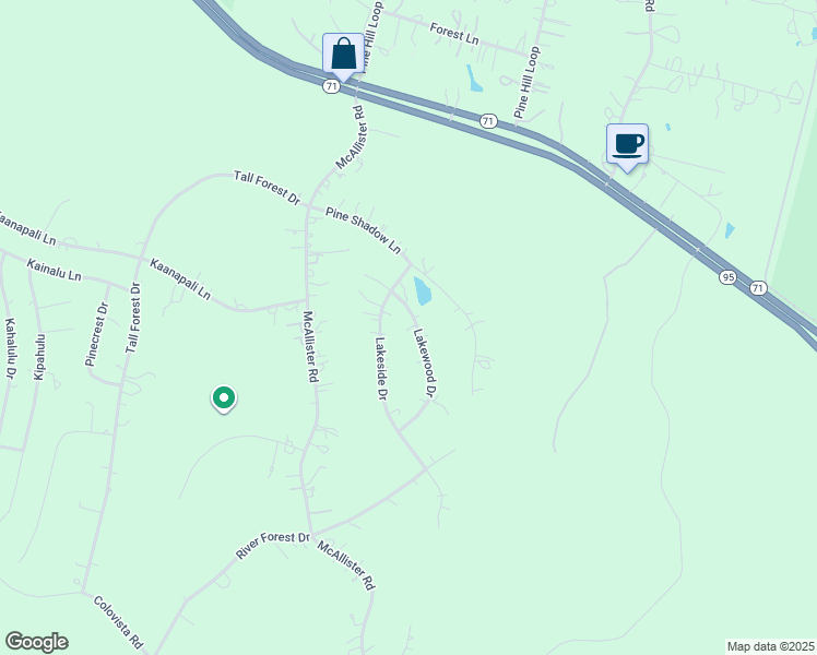 map of restaurants, bars, coffee shops, grocery stores, and more near 122 Lakewood Dr in Bastrop