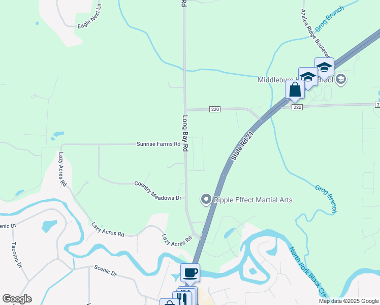 map of restaurants, bars, coffee shops, grocery stores, and more near 1851-1895 County Road 220A in Middleburg
