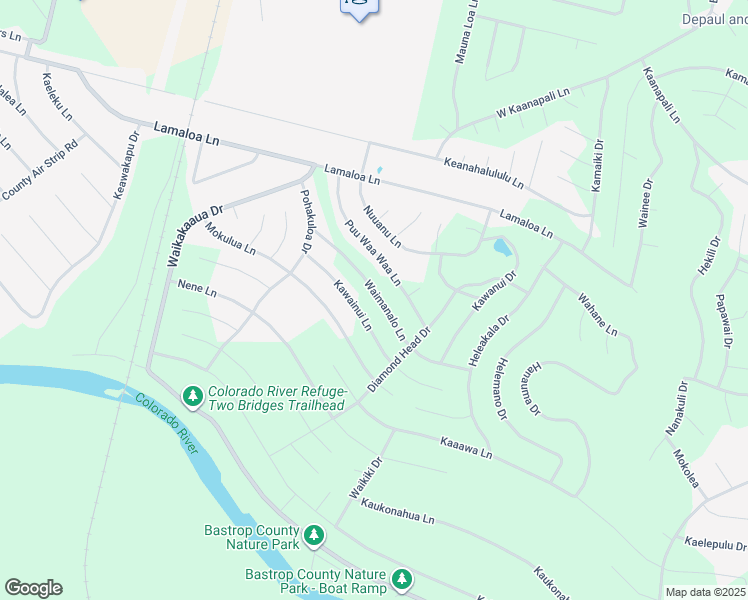 map of restaurants, bars, coffee shops, grocery stores, and more near 149 Waimanalo Lane in Bastrop