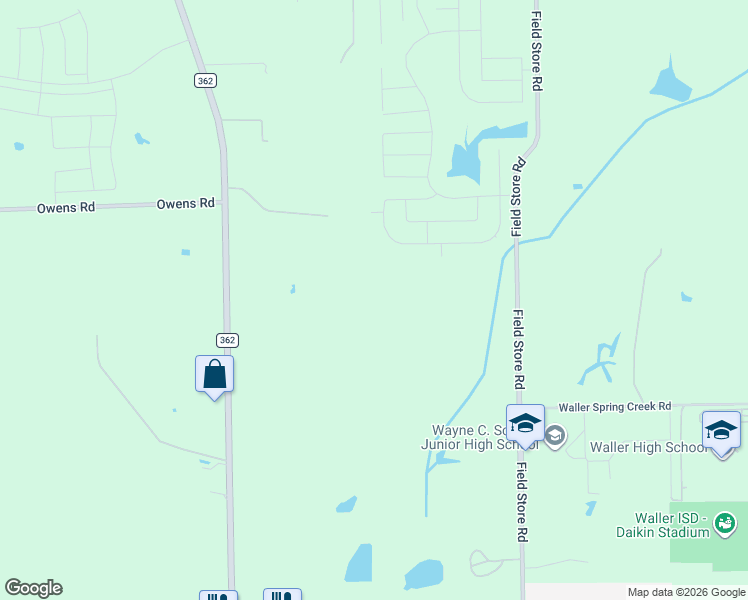 map of restaurants, bars, coffee shops, grocery stores, and more near 21239 Field Store Road in Waller