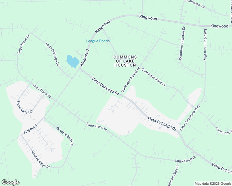 map of restaurants, bars, coffee shops, grocery stores, and more near Vista Del Lago Drive in Huffman