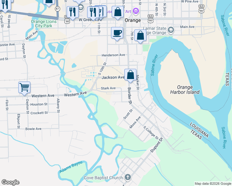 map of restaurants, bars, coffee shops, grocery stores, and more near 1007 Shaeffer Lane in Orange